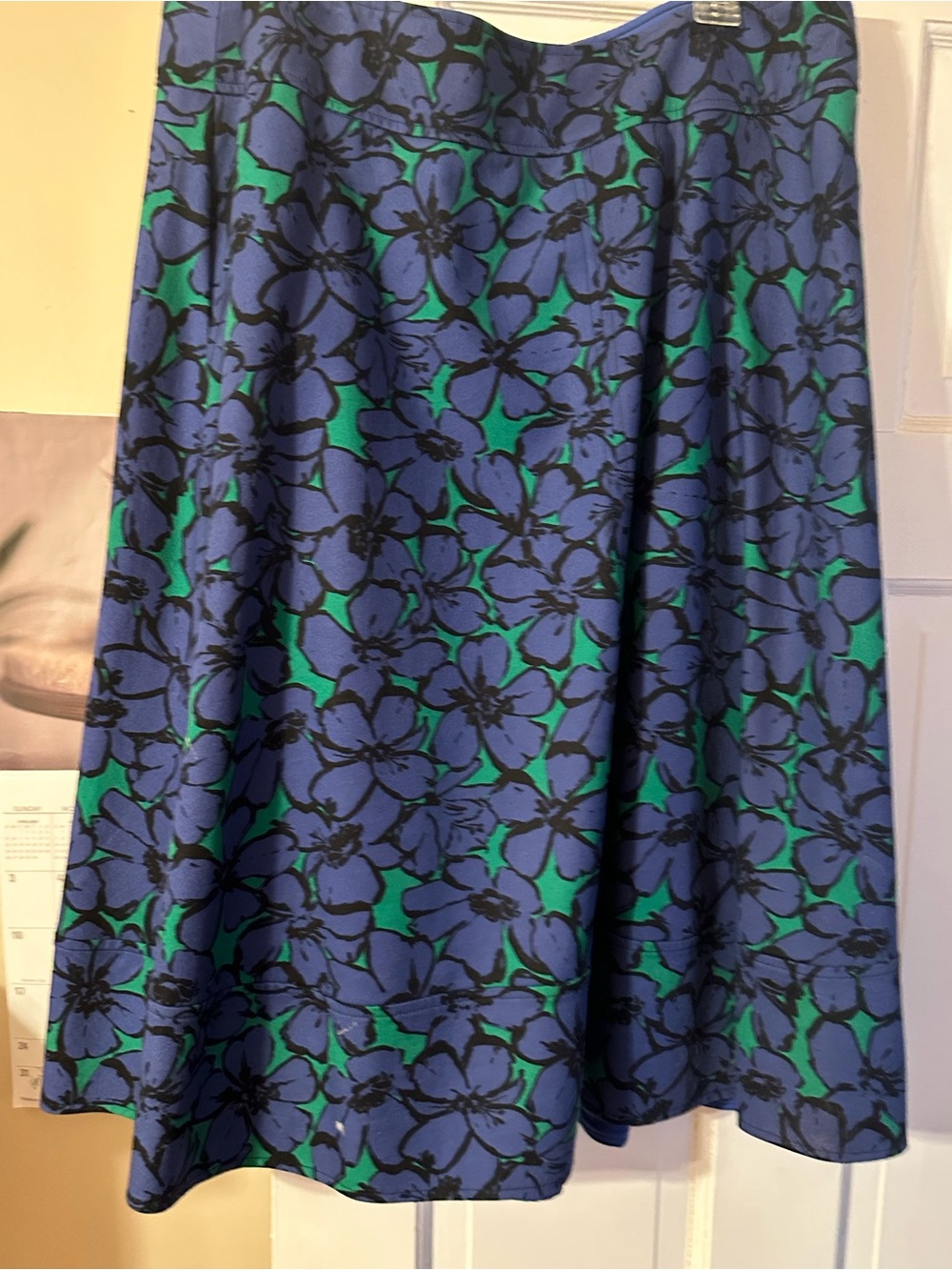 Lane Bryant Blue and Green Floral A-Line Skirt
